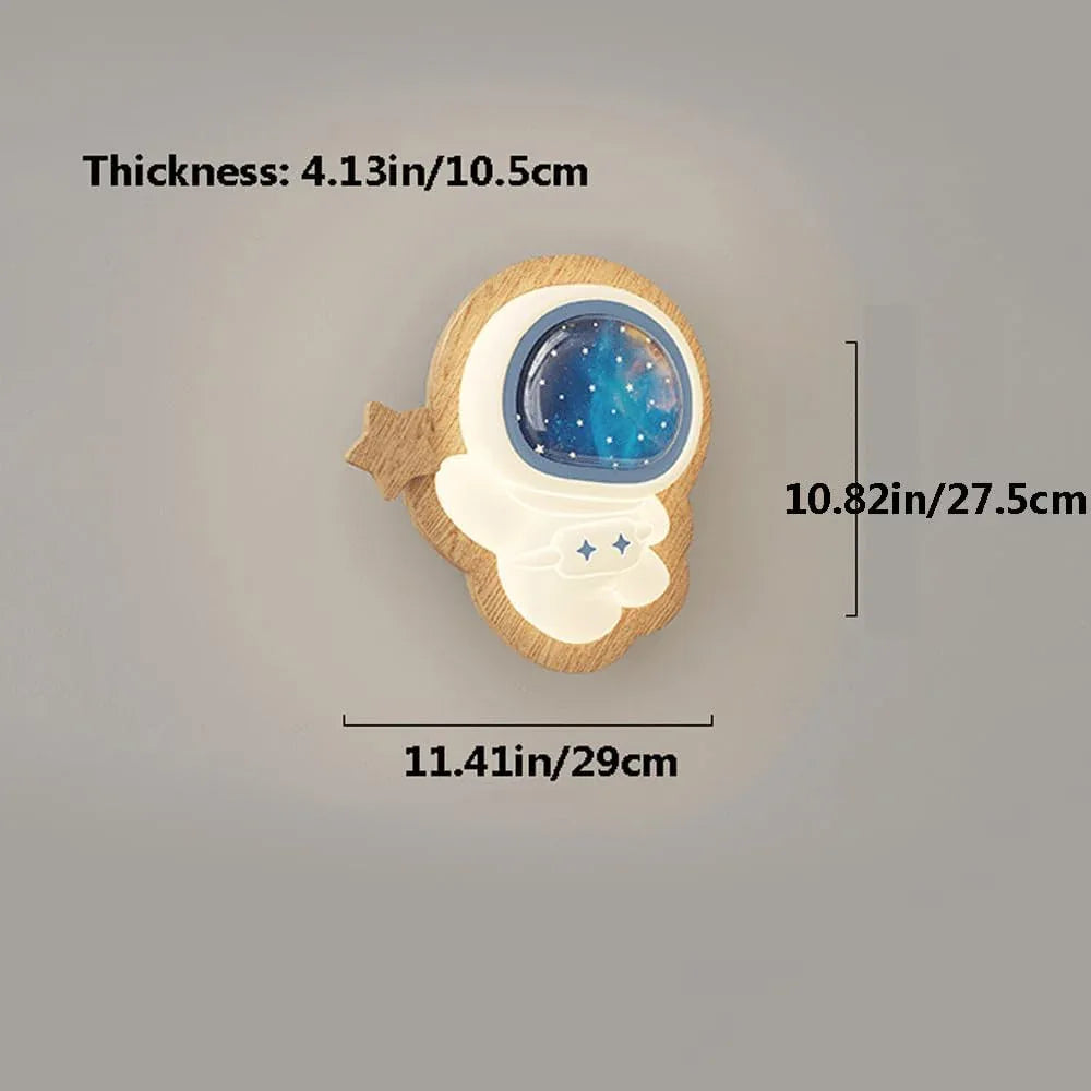 Audara-Antique Cream Style Eye Care Solid Wood Wall Lamp Creative Spaceman Bedroom Bedside Wall Lights 11.41in Study Hallway Aisle Wall Sconces Suitable For Mother And Baby Workshop Hotel Lighting Fixture