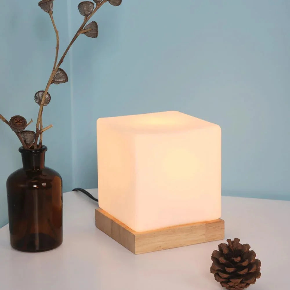 Audara-Romantic French Simple Desk Desk Light Solid Wood Base Glass Desk Lamp for Bedroom Bedside Table Lamp Countertop Showcase Villa Clubhouse Hotel Room Apartment Lighting Fixture (E27 Lamp Base)