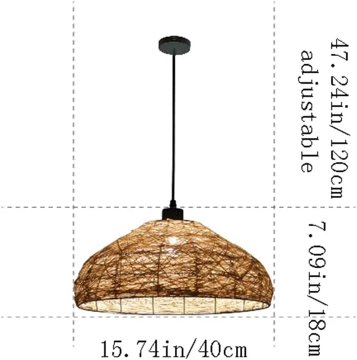 Audara-16in Woven Rattan Pendant Light Bohemian & Wabi-Sabi Style Multi-Functional Ceiling Light Fixture Suitable for Bedrooms, Hotels, Study Rooms, Dining Areas, Entryways, and More Retro Lamp