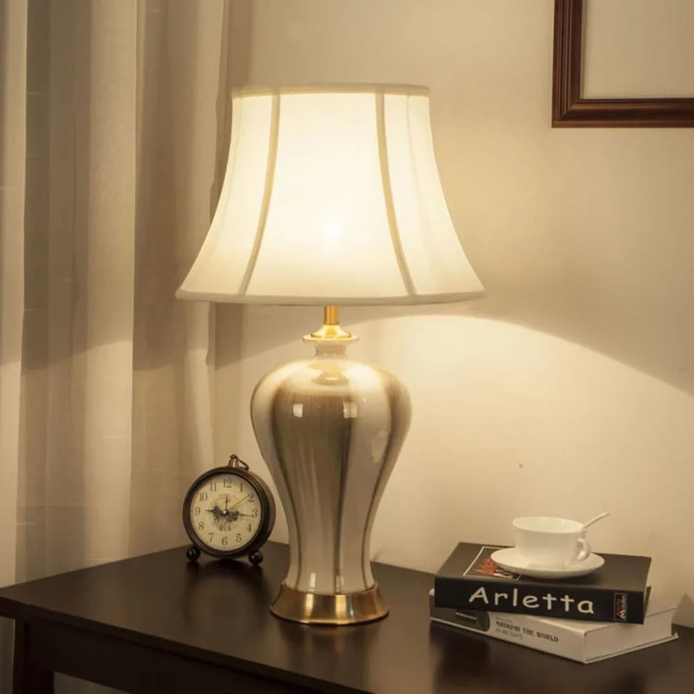 Audara-New Chinese Style Bedroom Sample Room Desk Light Living Room Bedroom Bedside Desk Lamp Villa Club Cafe Restaurant Table Lamp Luxury High-end Fabric Ceramic Lighting Fixture