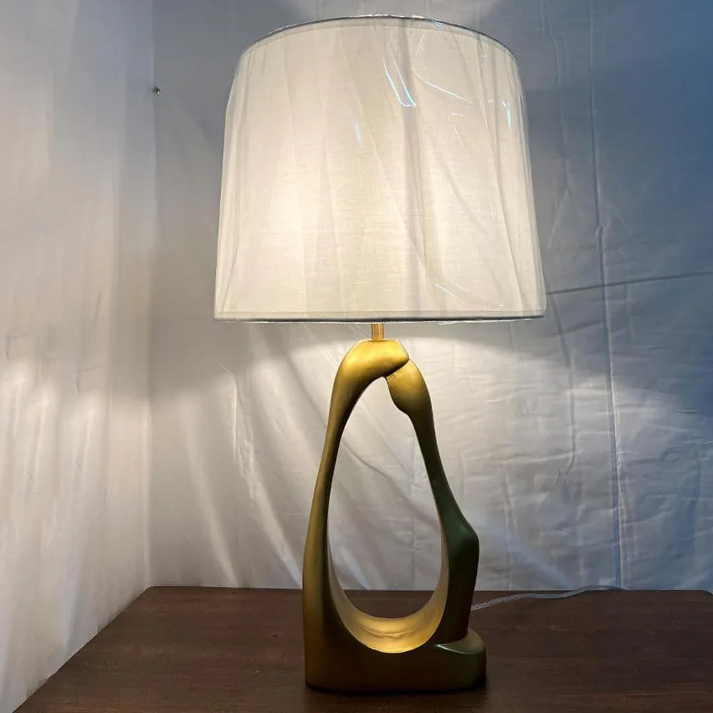 Audara-American Simple Bedroom Study Desk Light Art Creative Fabric Resin Desk Lamp Club Coffee Shop Office Decorative Table Lamp Hotel Villa Mall Farmhouse B&B Living Room Lighting Fixture