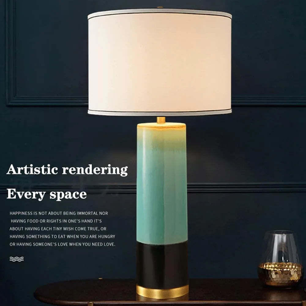 Audara-American Vintage Cloth Ceramic Desk Light New Chinese Counter Bedroom Study Desk Lamp Shopping Mall Front Desk Cafe Restaurant Lighting Fixture Living Room Apartment Next to Sofa Table Lamp