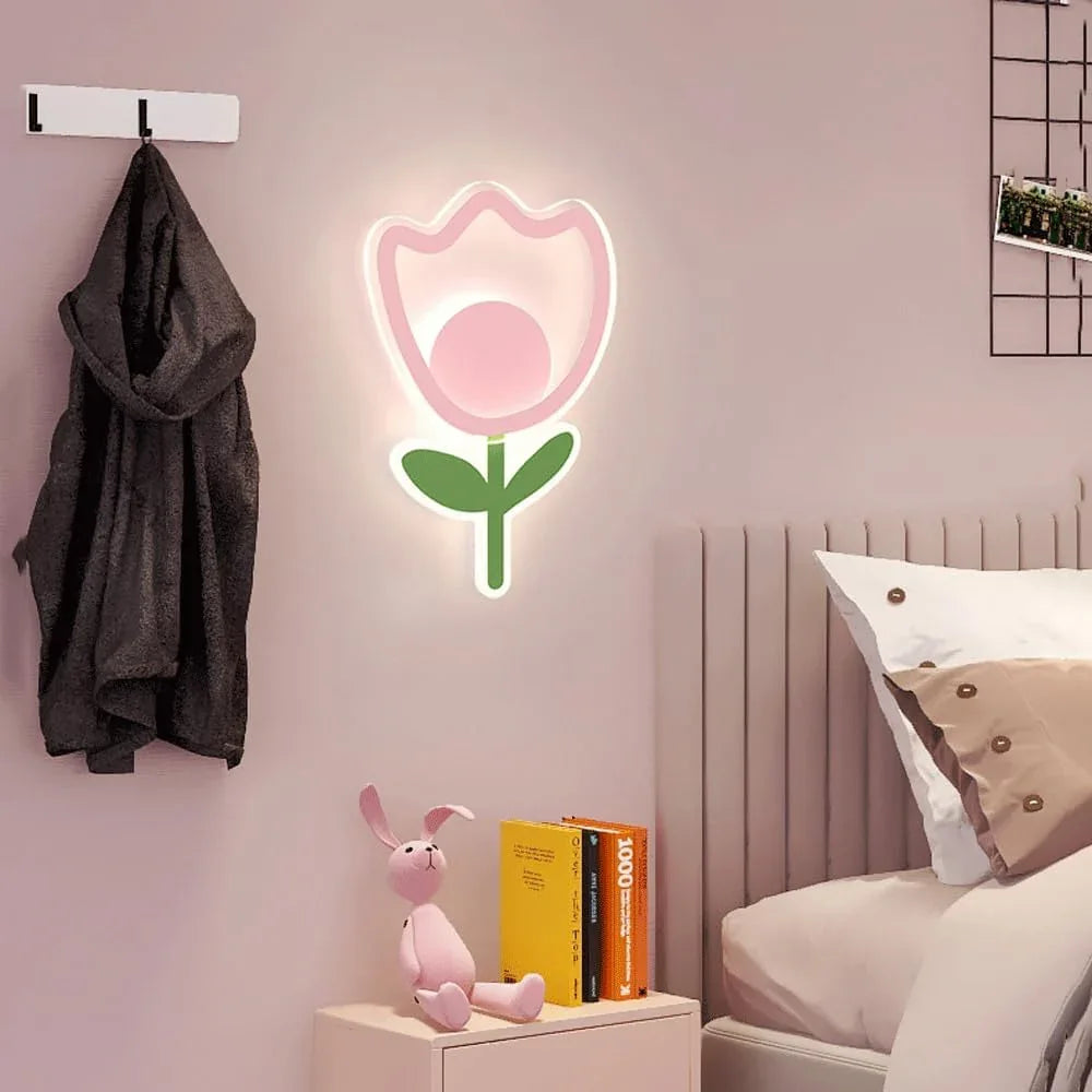 Audara-Children's Room Bed Bed Bedroom Wall Lamp Princess Room Modern Simple Wall Lights Creative Warm Flower Sconces Living Room Study Room Entrance Hall Mounted Lighting Fixture