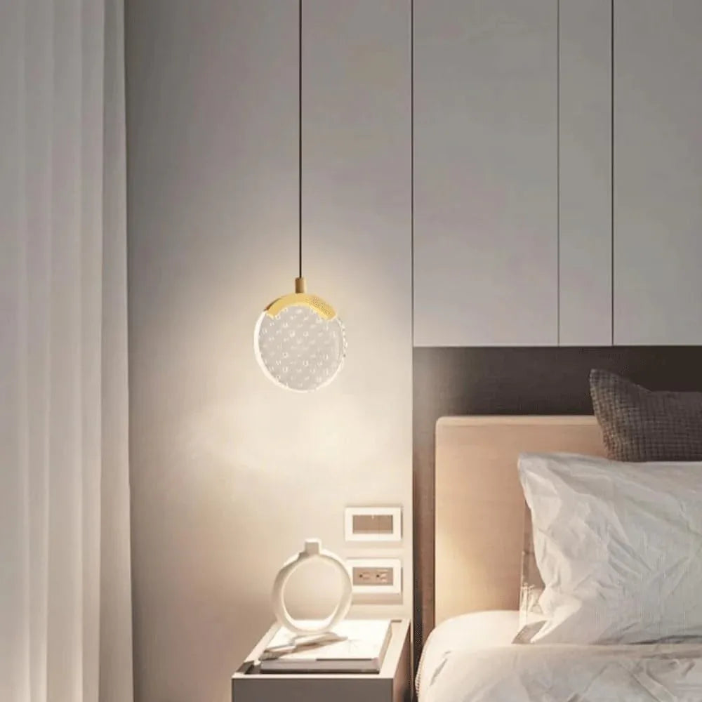 Audara-6-inch Diameter Minimalist Crystal Pendant Light, Bohemian Style, Suitable For Decorative Pendant Lights In Bedrooms, Bedside Tables, Hallways, Balconies, Living Rooms, Hotel Entryways, And Caf