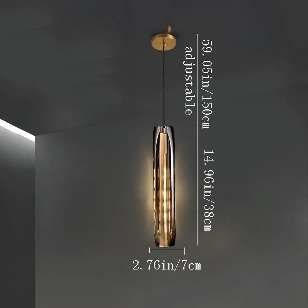 Audara-Crystal Pendant Light, 2.7 Inches in Diameter, Long Decorative Chandelier, Modern and Luxurious Style, Suitable for Various Places Such As Hotels, Restaurants, Kitchen Islands, and Bedrooms.