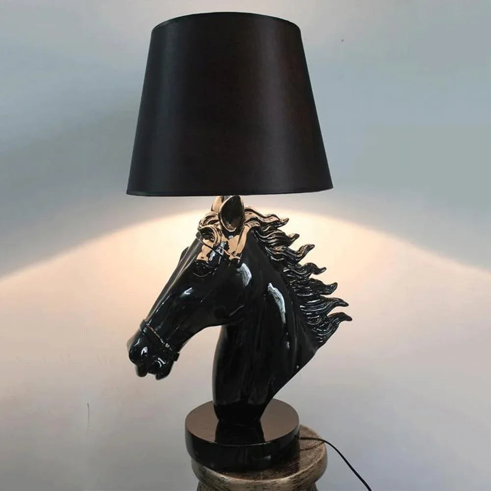 Audara-Scandinavian Creative Stallion Restaurant Cafe Desk Light Fashion Individuality Resin Fabric Desk Lamp Office Hotel Front Desk Table Lamp B&B Villa Club Lighting Fixture