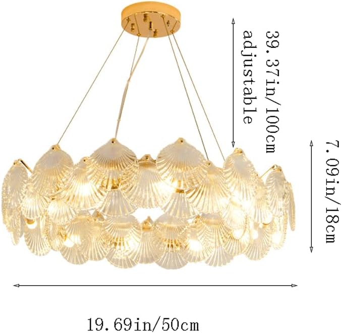 Audara-20-inch Shell-shaped Crystal Chandeliers Suitable For Installation In Diverse Spaces Such As Bedrooms, Hotels, And Kitchen Islands Chandeliers For Living Rooms Semi-flush Mount Round Chandelier