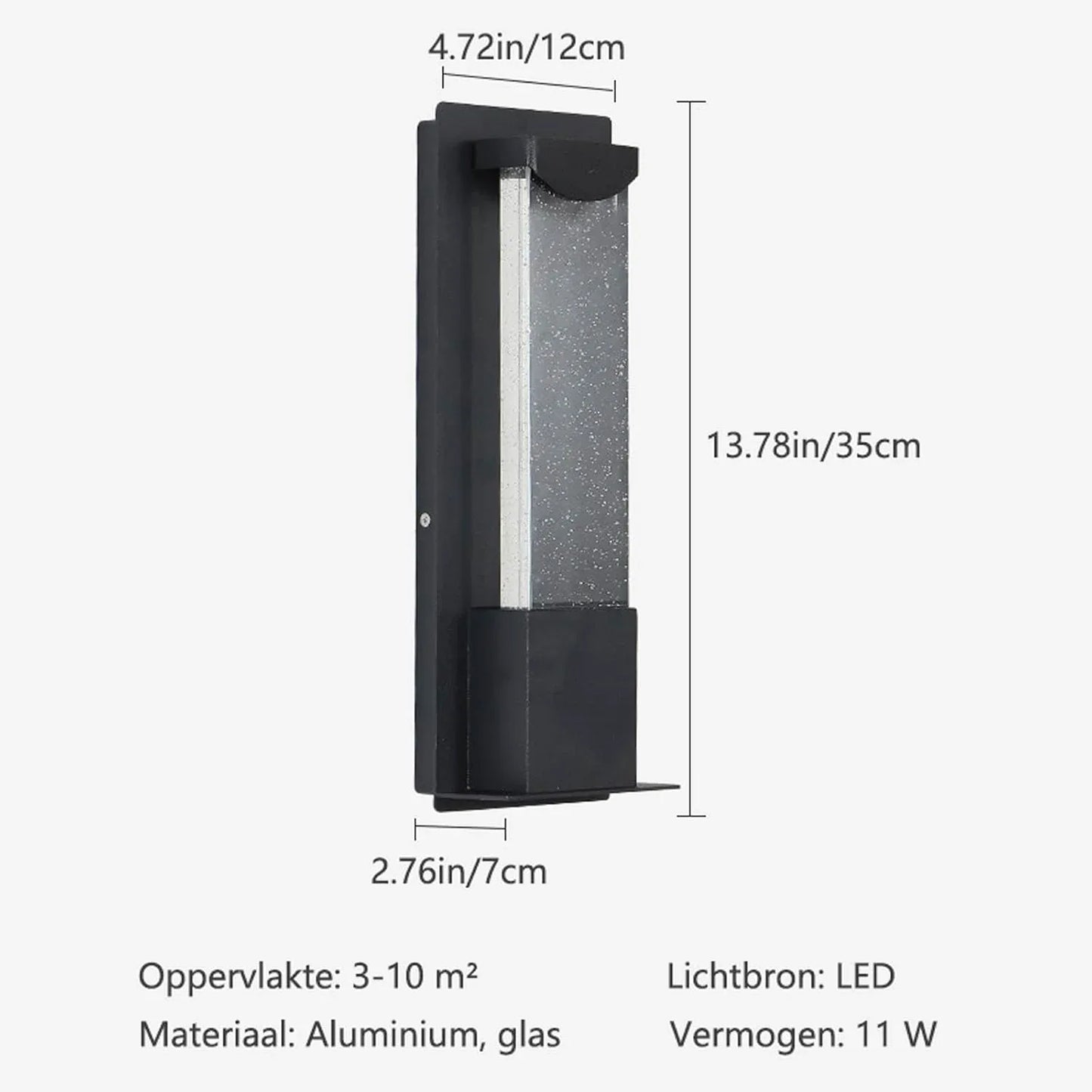 Audara-Black 13.8-inch Outdoor Wall Light LED Crystal Glass Wall Sconces Porch, Hallway, Living Room Wall Lamp Modern Minimalist Wall Mount Light Fixture