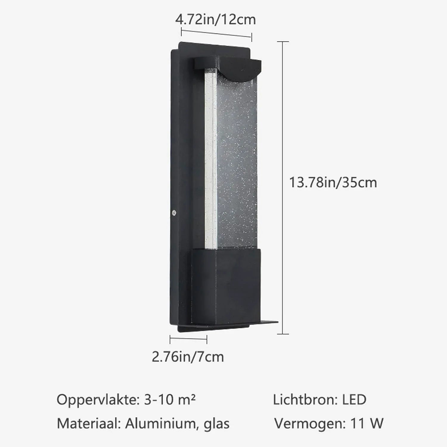 Audara-Black 13.8-inch Outdoor Wall Light LED Crystal Glass Wall Sconces Porch, Hallway, Living Room Wall Lamp Modern Minimalist Wall Mount Light Fixture