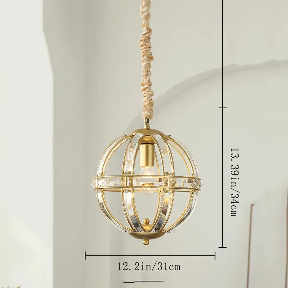 Audara-12-inch Diameter Crystal Pendant Light, Spherical Decorative Lamp, Bohemian Style, European Minimalist Style, Suitable for Bedrooms, Hotels, Entryways, Kitchen Islands, and Other Scenarios.