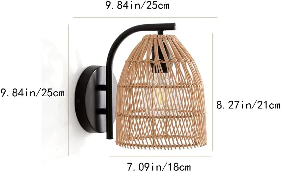 Audara-Japanese Wabi-sabi Wind Wall Lamp Tea Room Restaurant Background Wall Lights New Chinese Zen Simple Sconces B&B Aisle Corridor Rattan Mounted Lighting Fixture