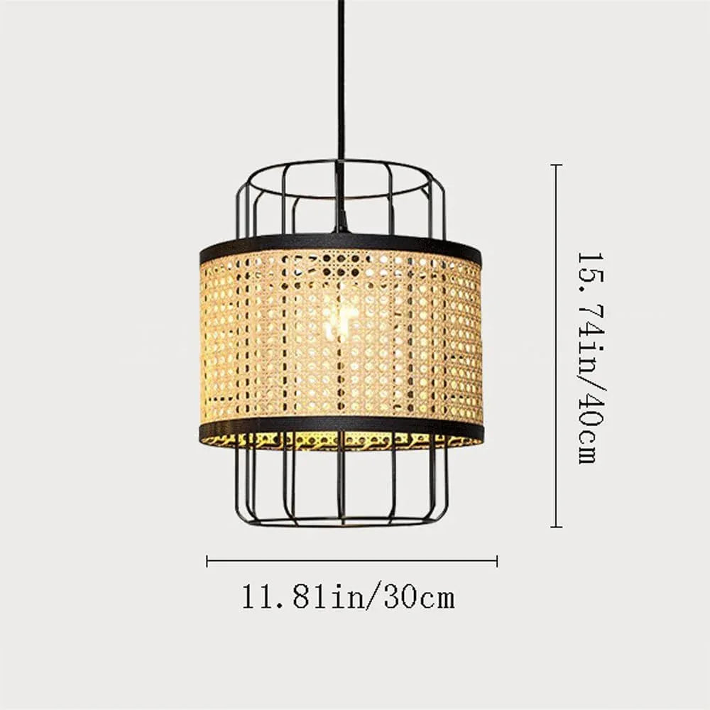 Audara-16-inch Woven Pendant Light Metal Frame Paired with Rattan Material Fresh and Elegant Appearance Retro Without Appearing Old-Fashioned Bohemian, Wabi-sabi, Tropical—a Multi-Style Ceiling Light