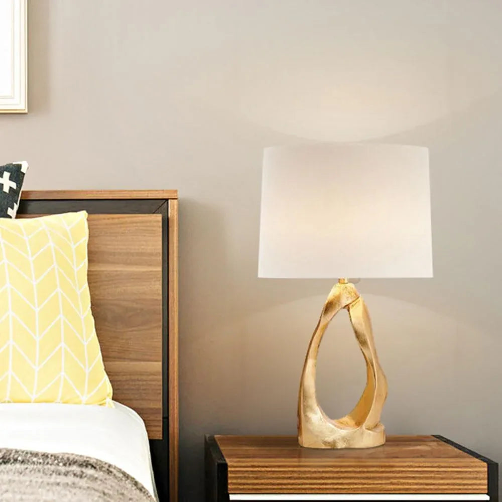 Audara-American Simple Bedroom Study Desk Light Art Creative Fabric Resin Desk Lamp Club Coffee Shop Office Decorative Table Lamp Hotel Villa Mall Farmhouse B&B Living Room Lighting Fixture