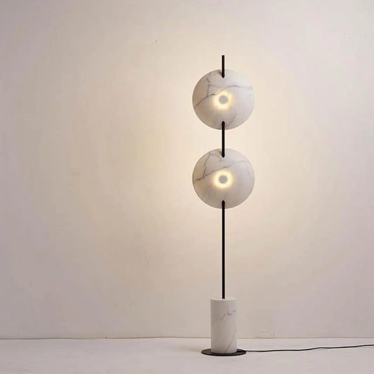 Audara-Postmodern White Marble Floor Lamp 3-Color Dimmable LED Standing Lamp Study Living Room Sofa Side Torchiere Villa Club Decorative Lighting Fixture