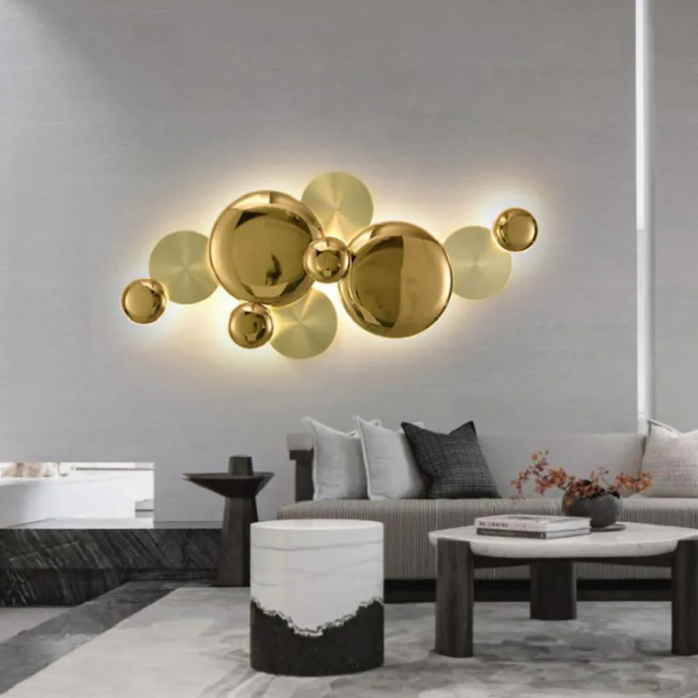 Audara-Nordic Light Luxury Large Aluminum Wall Lamp Modern Simple Villa Living Room Backdrop Wall Lights Luxury Hotel Bedroom Bedside Wall Sconces Suitable For High-end Restaurant Cafe Lighting Fixture