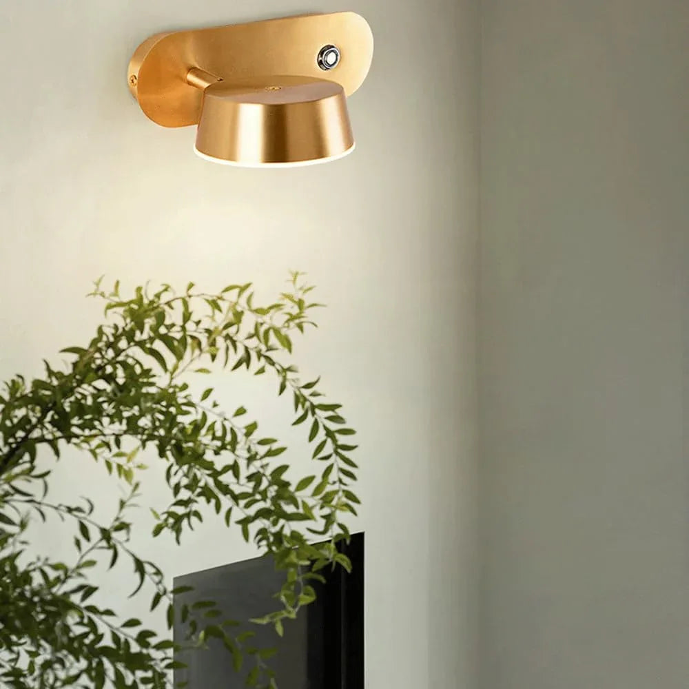 Audara-Scandinavian Full Copper Wall Lamp Living Room Bedroom Backdrop Wall Lights Mid Century Style Sensor LED Sconces Corridor Aisle Stairs Mounted Lighting Fixture