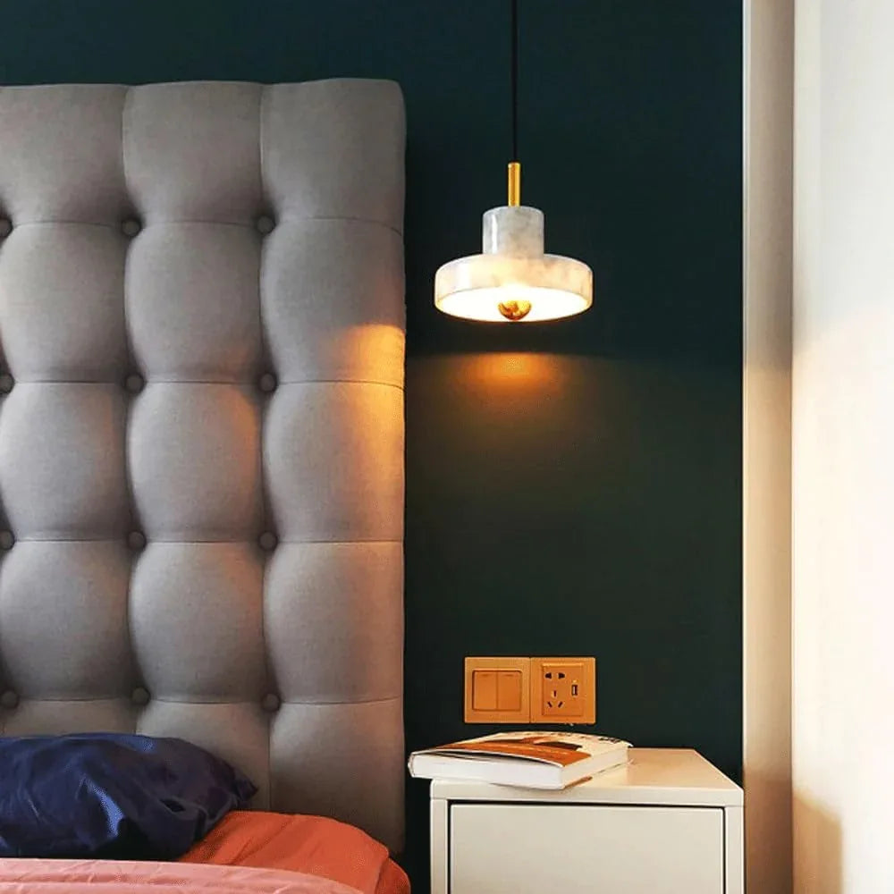 Audara-7-inch Natural Marble Modern Pendant Lights, Minimalist and Bohemian Style, Suitable for Various Scenarios Such As Bedrooms, Hotels, Studies, Bedside Tables, and Entryways.