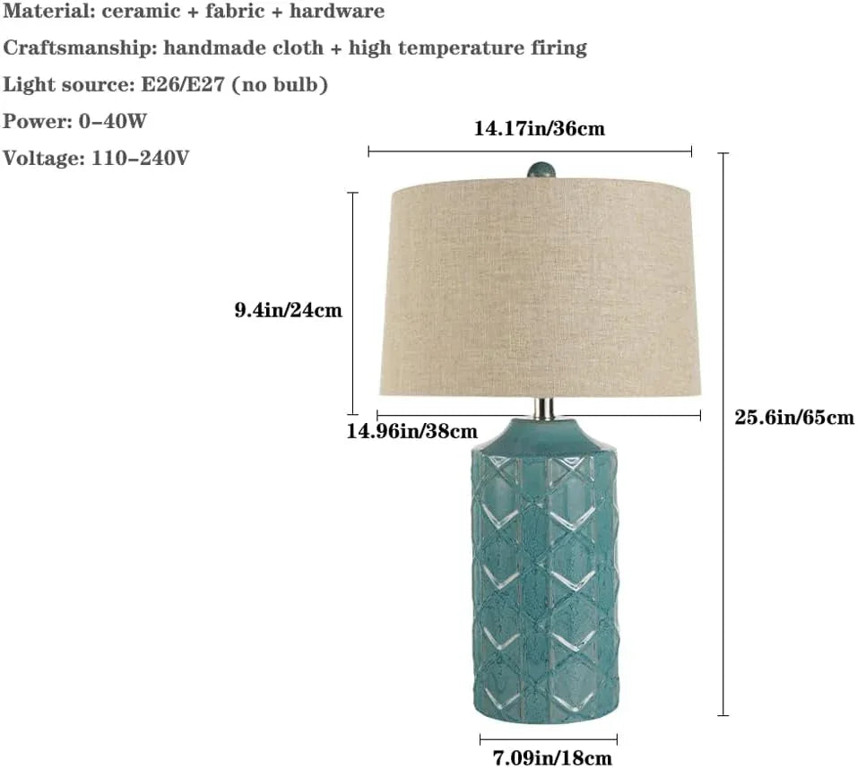 Audara-American Vintage Study Living Room Desk Light Simple Creative Ceramic Fabric Desk Lamp Bedroom Bedside Reading Writing Office Lighting Fixture Club Dining Room Coffee Shop Table Lamp