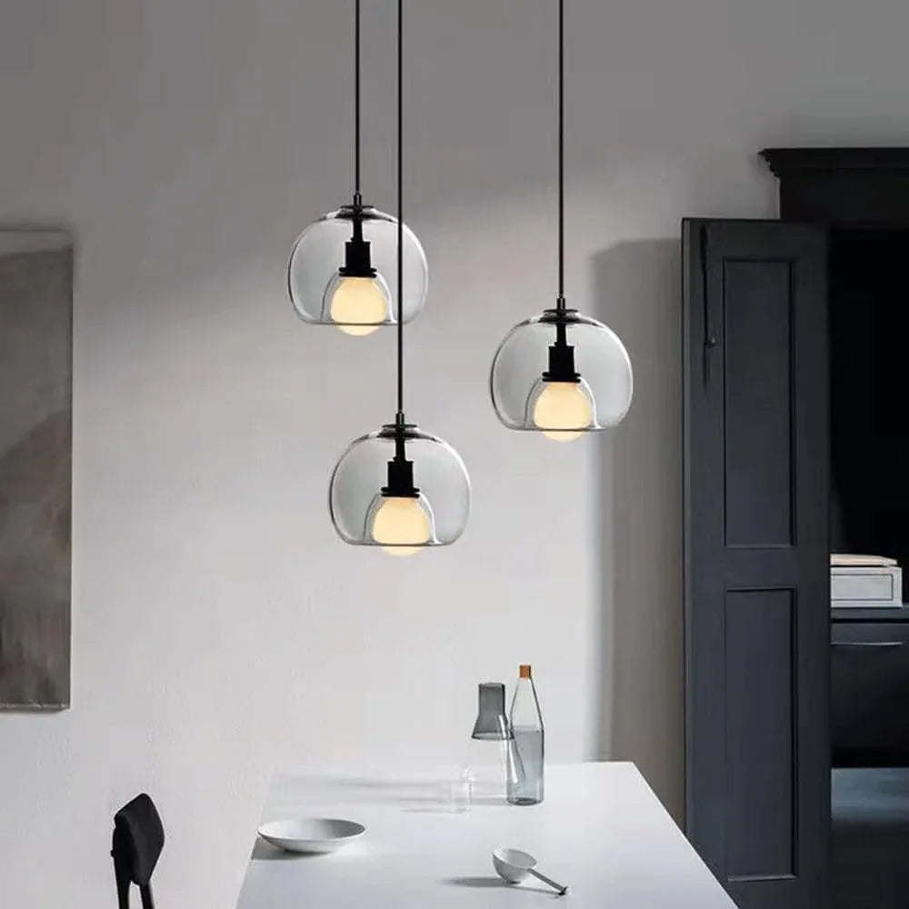 Audara-9-inch Glass Pendant Lights: Simple and Creative Design, Easily Complements Various Decor Styles. Can Be Installed Above The Bedside, in The Living Room, Dining Room, Kitchen Island, Etc.