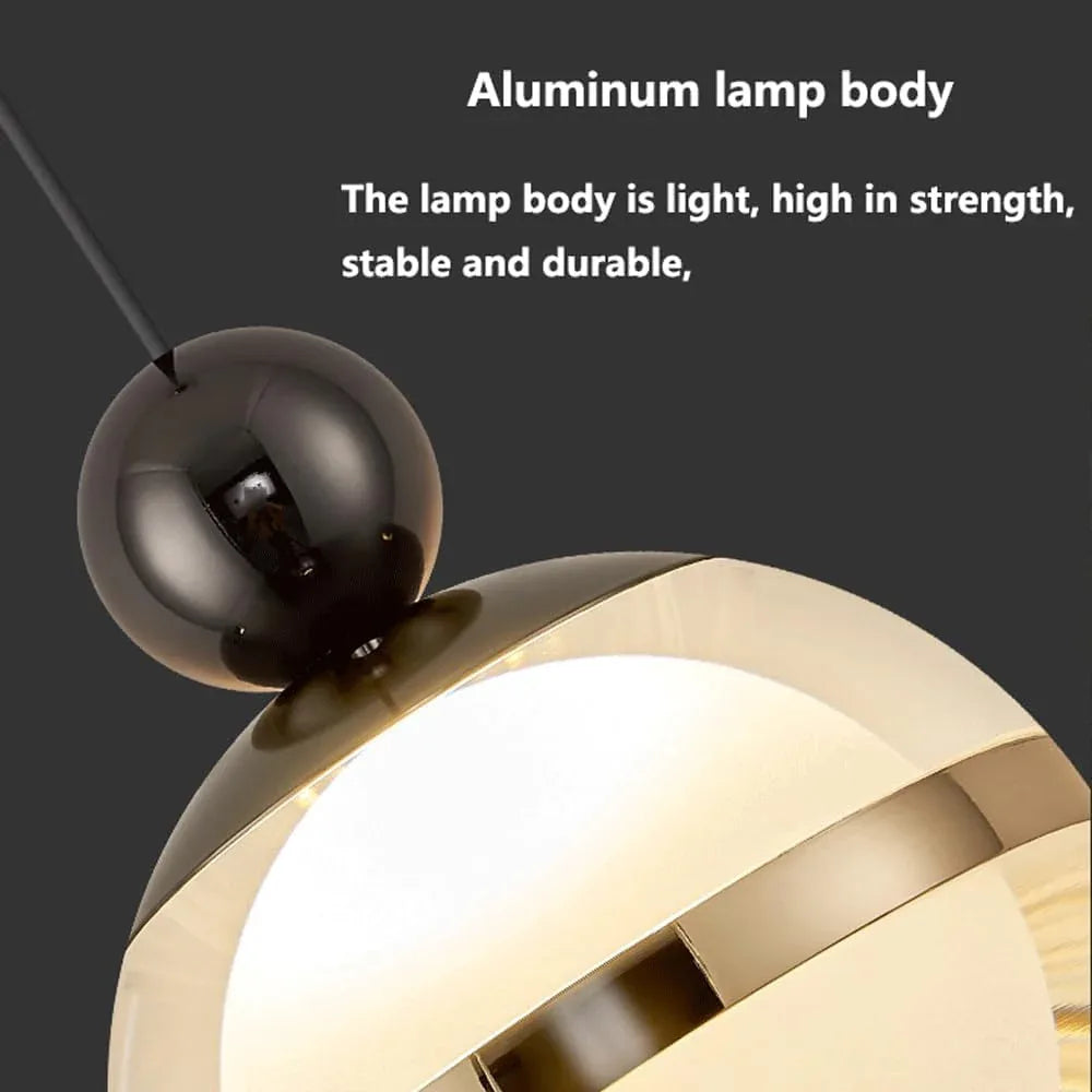 Audara-Modern Simple Acrylic Spherical Pendant Light Creative Luxury Bedroom Bedside Hanging Lamp Sofa Background Decoration Dimmable Iron Chandeliers Restaurant Hotel Front Desk Lighting Fixture