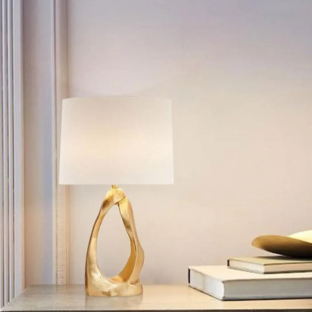 Audara-American Simple Bedroom Study Desk Light Art Creative Fabric Resin Desk Lamp Club Coffee Shop Office Decorative Table Lamp Hotel Villa Mall Farmhouse B&B Living Room Lighting Fixture