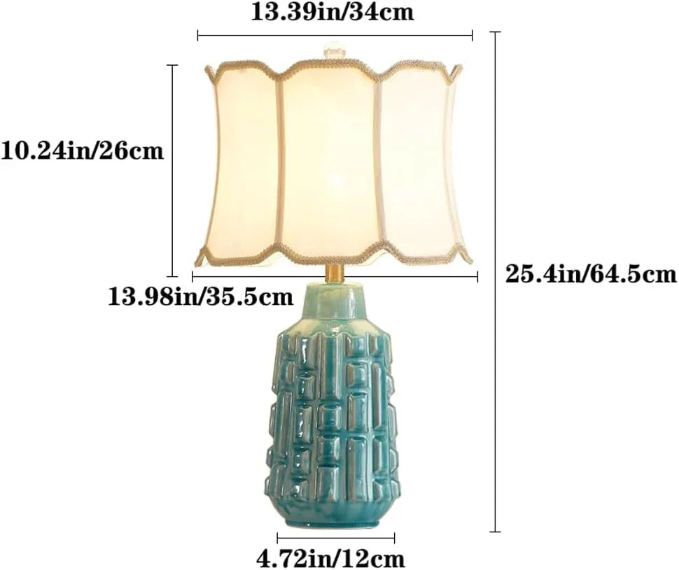 Audara-Creative American Fabric Ice Crackle Ceramic Desk Light Warm Romantic Bedroom Study Living Room Desk Lamp Apartment Office Restaurant Table Lamp Villa Club Decoration Lighting Fixture