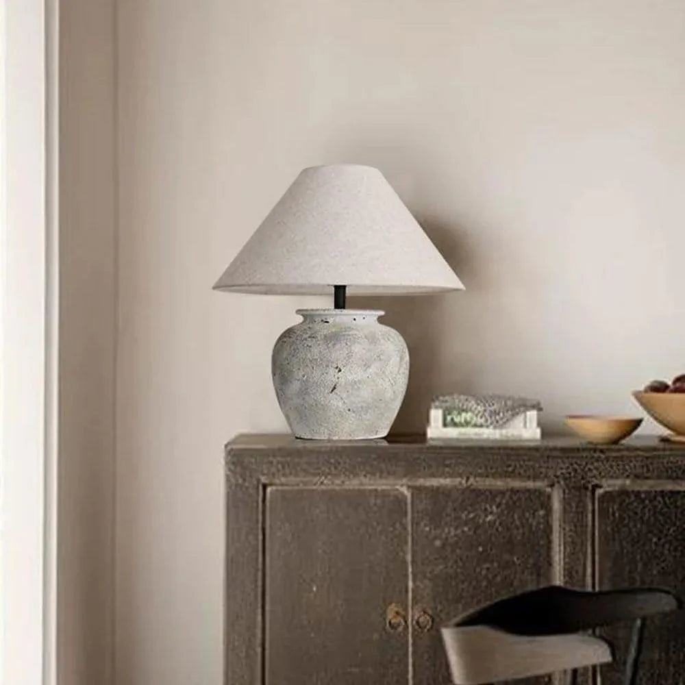 Audara-Art Vintage Living Room Couch Side Bedside Desk Light Classic Nostalgia Pottery Jar Desk Lamp Bedroom Study Office Table Lamp Farmhouse B&B Hotel Coffee Shop Lighting Fixture