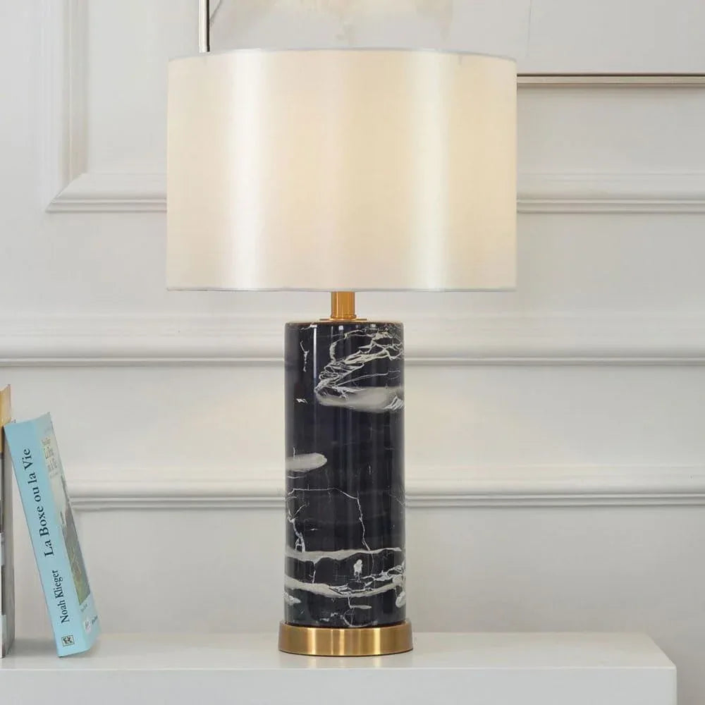 Audara-Scandinavian Luxury Living Room Bedroom Bedside Desk Light Simple High-end Fabric Marble Desk Lamp Study Office Hotel Front Desk Table Lamp Coffee Shop Restaurant Club Decoration Lighting Fixture