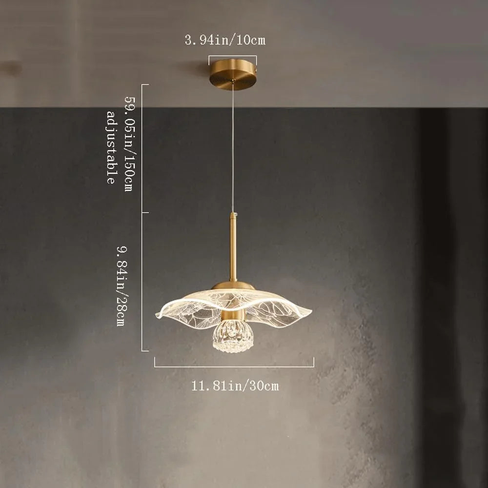 Audara-Crystal Pendant Light, 12-inch Lotus-shaped Decorative Chandelier, Modern And Luxurious Style, Suitable For Lighting In Various Places Such As Hotels, Restaurants, Kitchen Islands, And Bedrooms