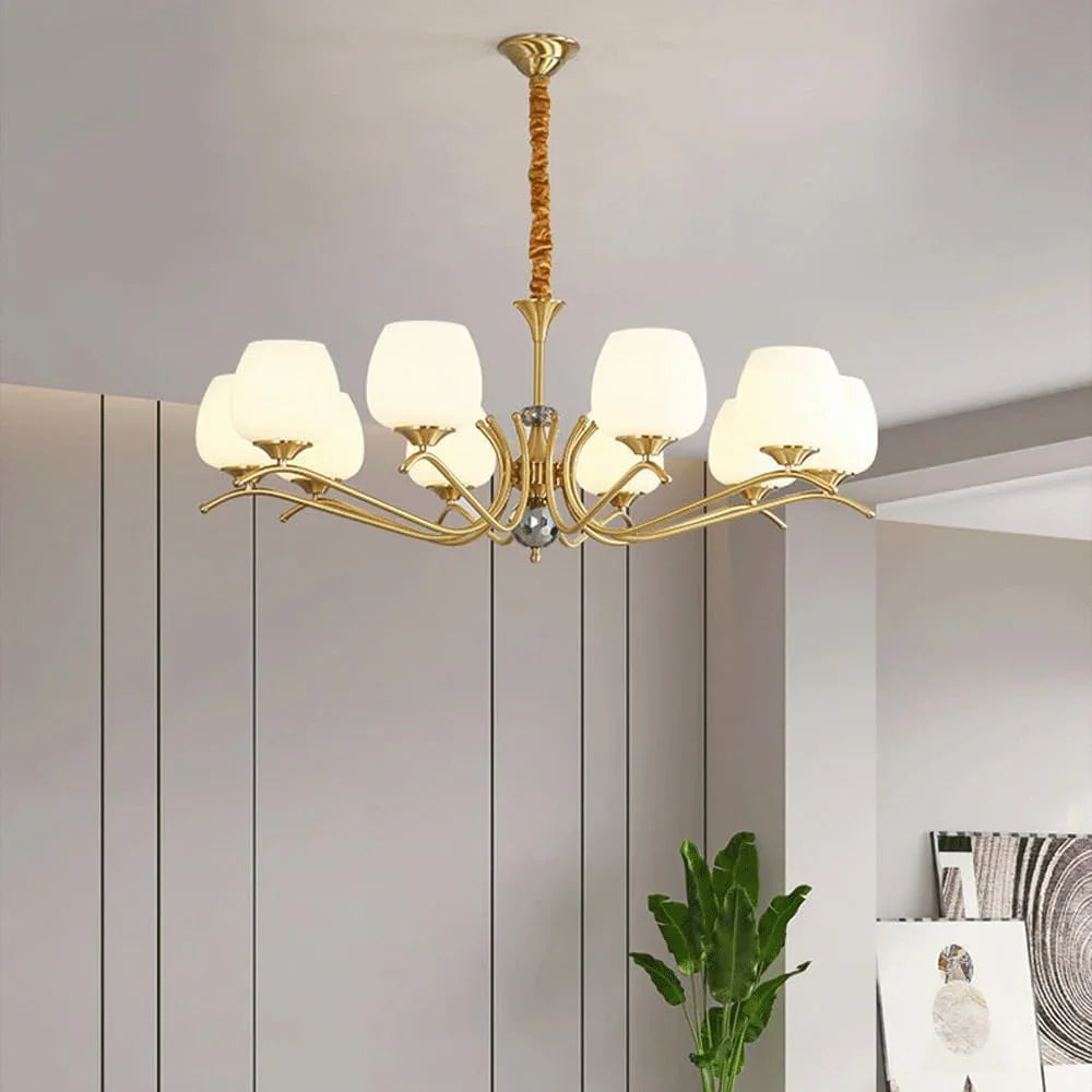 Audara-34-inch Crystal Chandeliers with 8 Light Heads European Modern-Style Chandeliers for Living Rooms Suitable for Bedrooms, Studies, Hotels, Kitchens, and Island Ceiling Lights Brass Chandelier