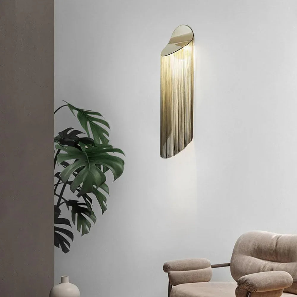 Audara-Postmodern Creative Tasseled Iron Wall Lamp LEDE14 Lamp Base Bedroom Study Dining Room Wall Lights 25.6in Foyer Living Room Backwall Wall Sconces Suitable For Hotel Sample Room Lighting Fixture