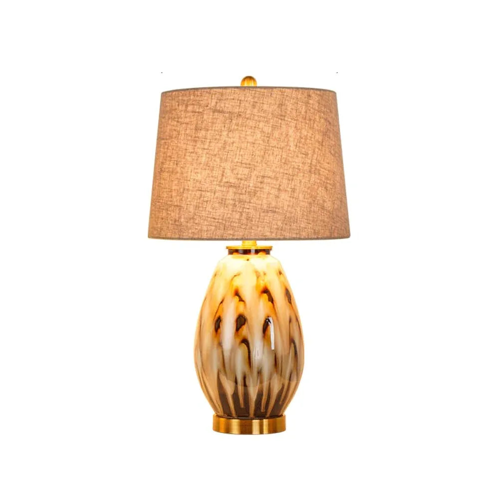 Audara-Modern American Living Room Study Desk Light High-end Luxury Ceramic Fabric Desk Lamp Bedroom Office Tea House Table Lamp Mall Hotel Decoration Restaurant Villa Lighting Fixture Yellow
