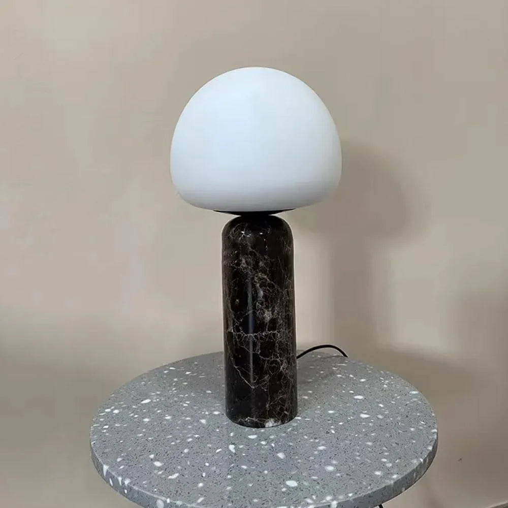 Audara-Natural Marble Desk Light Warm White Shade Bedroom Bedside Desk Lamp H13” Dormitory Office Restaurant Decoration Table Lamp Hotel Room Bar Lighting Fixture