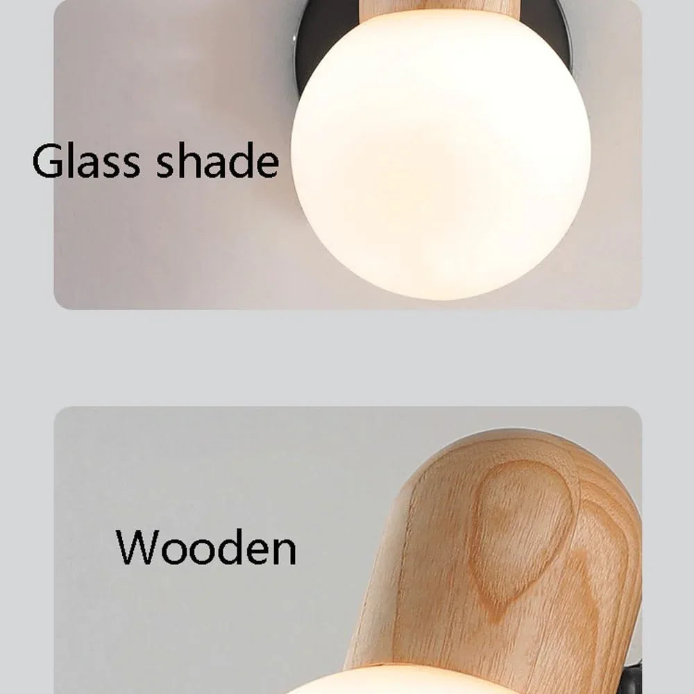Audara-Bedroom Bedside Log Main Wall Lamp Scandinavian Simple Glass Wall Lights Rotatable Backdrop Sconces Aisle Corridor Foyer Mounted Lighting Fixture