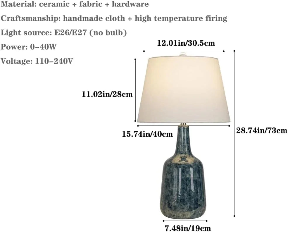 Audara-Luxury Bedroom Bedside Reading Desk Light High-end Study Office Model Room Desk Lamp Classic Elegant White Fabric Ceramic Table Lamp Restaurant B&B Coffee Shop Hotel Front Desk Lighting Fixture