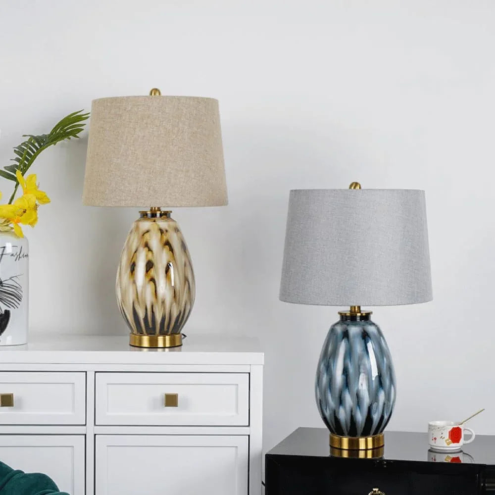 Audara-Modern American Living Room Study Desk Light High-end Luxury Ceramic Fabric Desk Lamp Bedroom Office Tea House Table Lamp Mall Hotel Decoration Restaurant Villa Lighting Fixture