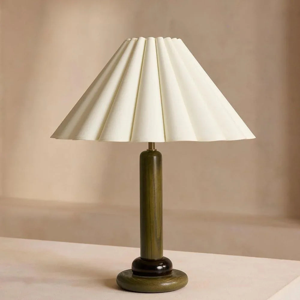 Audara-Premium Sense Bedroom Study Desk Light Elegant E27 D15” Fabric Wood Desk Lamp Ambient Sense Bed Bedside Sofa Beside Table Lamp Corridor Villa Office Lighting Fixture