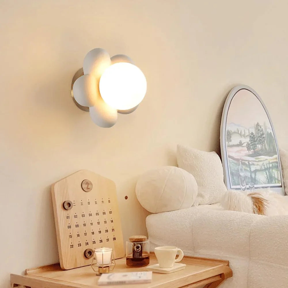 Audara-Japanese Wabi-sabi Style Flower Wall Lamp Scandinavian Cream Wind Balcony Wall Lights Entryway Aisle Corridor Sconces Bedroom Study Stairs Decorative Mounted Lighting Fixture