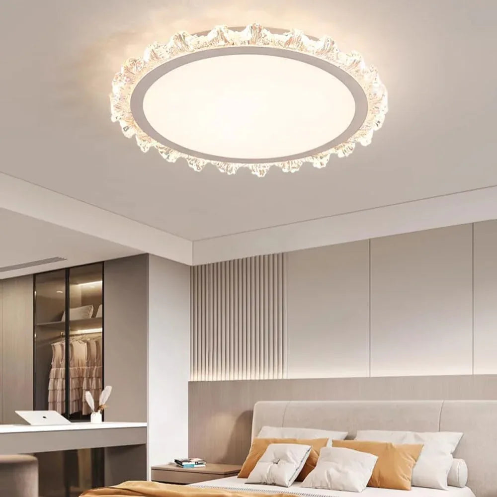 Audara-French Creative Flowers Ceiling Fixtures Cream Style Simple Living Room Bedroom Ceiling Light LED Highly Visible Eye Protection Ceiling Fixtures Light Luxury Variable Light Recessed Lighting Fixture