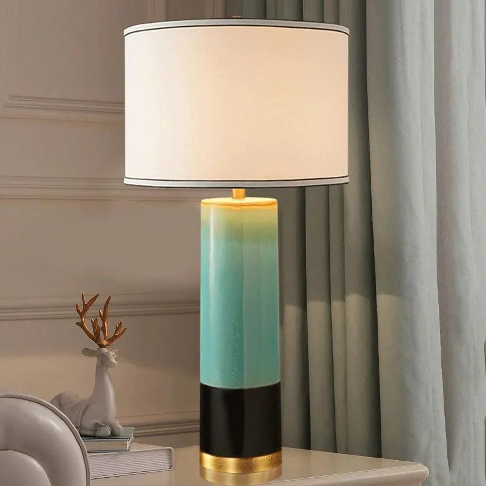 Audara-American Vintage Cloth Ceramic Desk Light New Chinese Counter Bedroom Study Desk Lamp Shopping Mall Front Desk Cafe Restaurant Lighting Fixture Living Room Apartment Next to Sofa Table Lamp