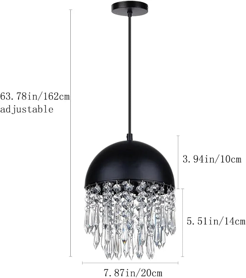 Audara-Crystal Pendant Light, 8-inch Creative Mini Pendant Lights, Suitable for Modern Minimalist, Bohemian, and European Styles, Ideal for Bedrooms, Hotel Kitchens, Islands, Entryways, Etc.