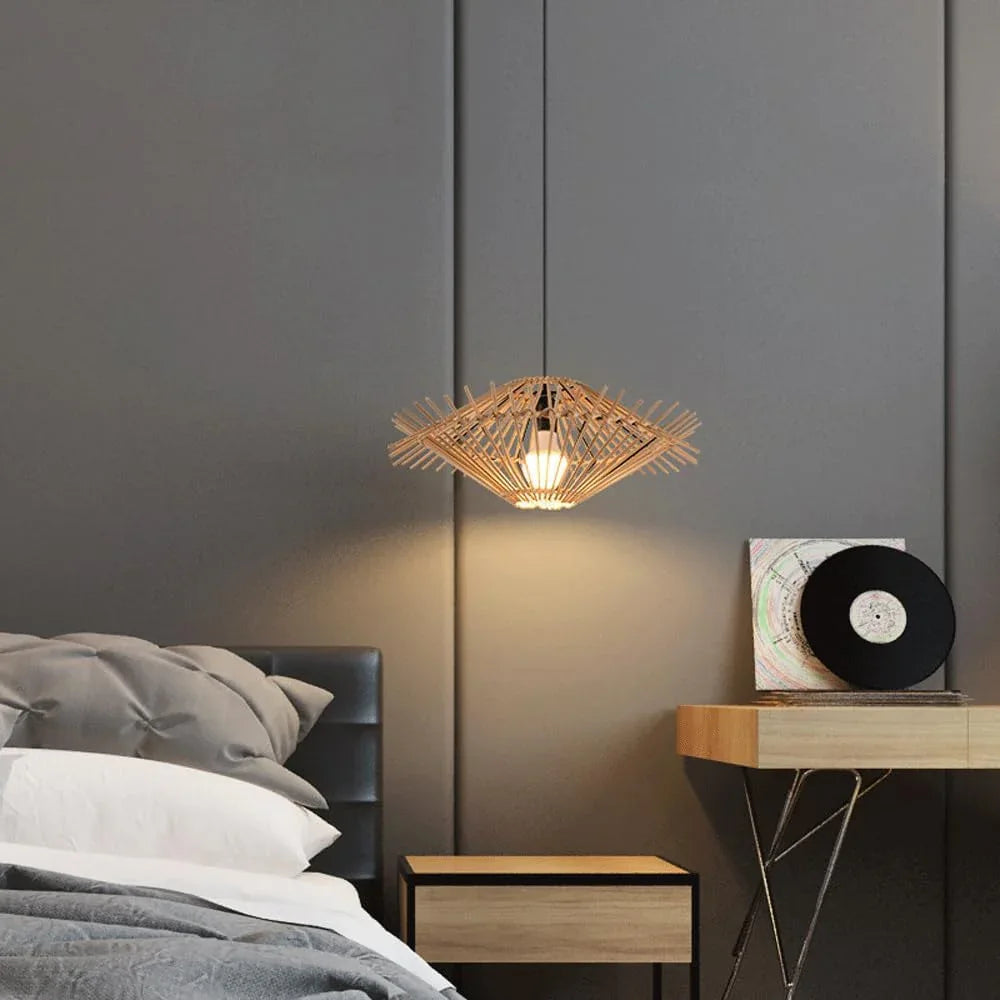 Audara-20in Woven Pendant Light Rattan Bohemian Wabi-Sabi Tropical Multi-Style Ceiling Light Fixture Suitable for Bedrooms, Hotels, Study Rooms, Dining Areas, Entryways, and More Retro Lamp