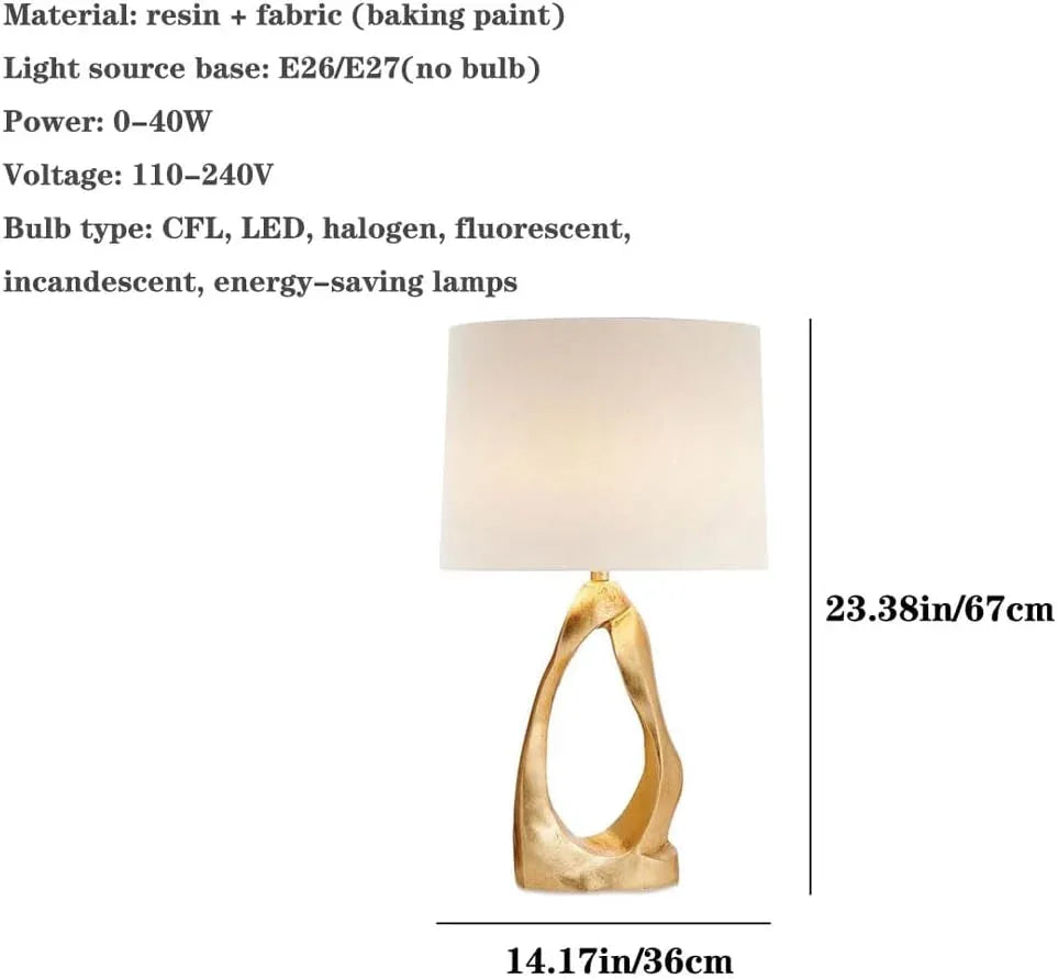Audara-American Simple Bedroom Study Desk Light Art Creative Fabric Resin Desk Lamp Club Coffee Shop Office Decorative Table Lamp Hotel Villa Mall Farmhouse B&B Living Room Lighting Fixture