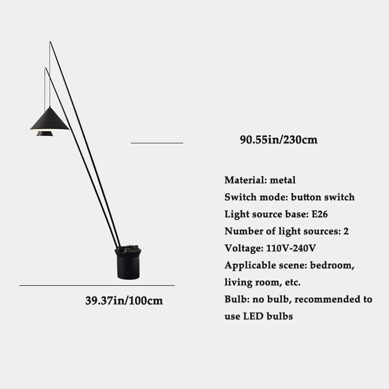 Audara-Personalized Art Hotel Model House Floor Lamp Black H47in Metal Standing Lamp Backdrop Office Corridor Torchiere Farmhouse Villa Mall Lighting Fixture
