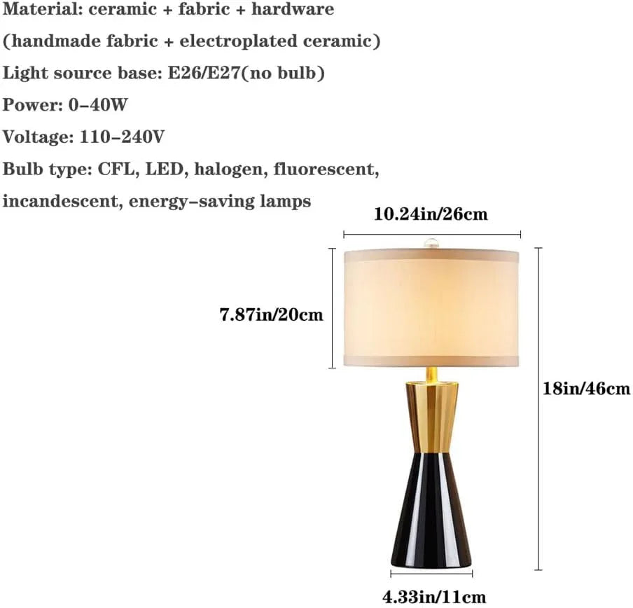 Audara-American Light Luxury Bedroom Bedside Living Room Desk Light Simple Modern Fabric Ceramic Desk Lamp B&B Farmhouse Villa Restaurant Table Lamp Hotel Coffee Shop Mall Lighting Fixture