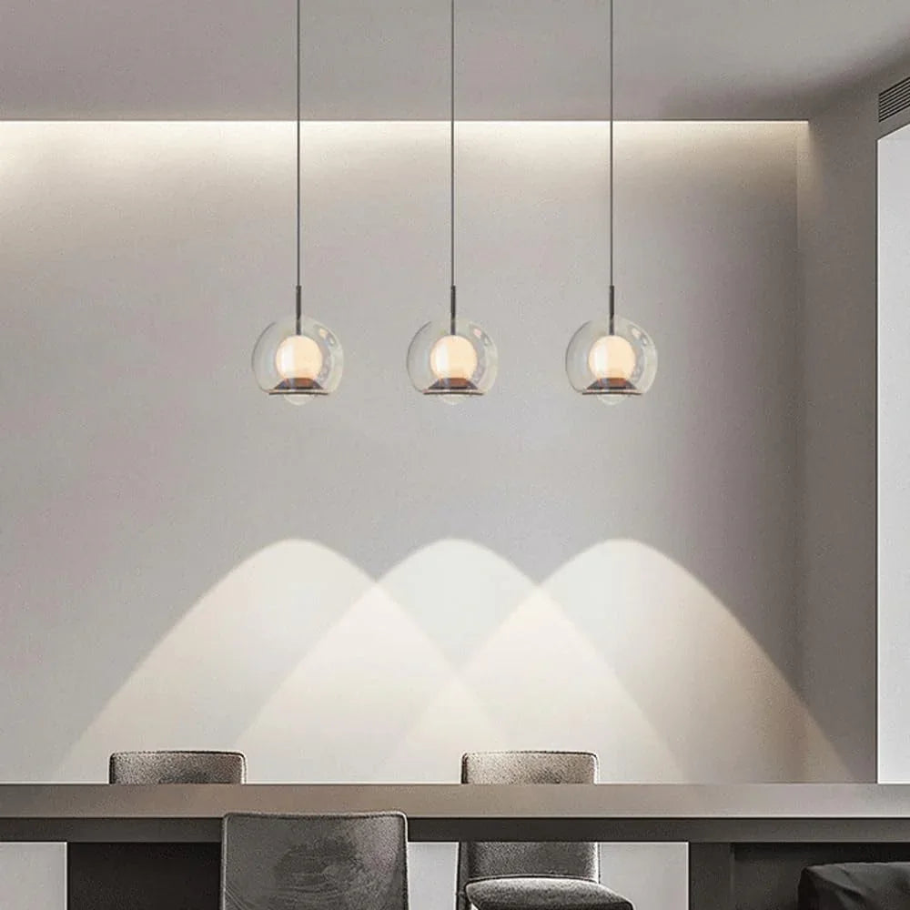 Audara-Modern Simple Liftable Bed Head Aluminum Pendant Lightled Light Luxury Creative Marble Dining Room Chandeliers Fashion Home Glass HangingLamp Living Room Sofa Background Decoration Lighting Fixture