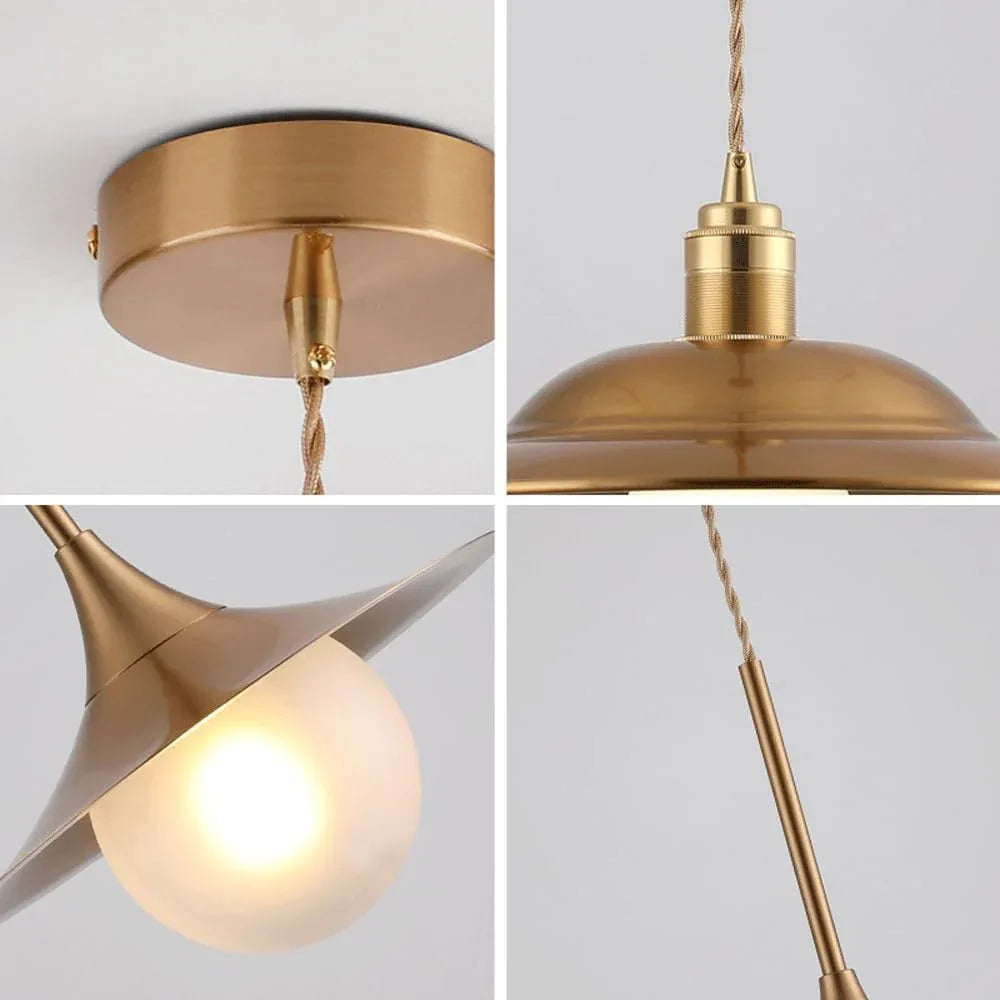 Audara-Modern Minimalist Bedroom Bedside Aluminum Pendant Light Creative 10.23in Copper Disc Hanging Lampe E27 Screw-in Chandeliers Scandinavian Hotel Living Room Decor Lighting Fixture