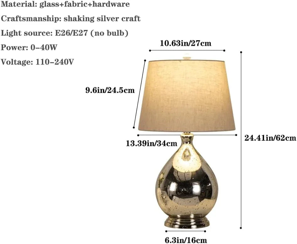 Audara-High-end Bedroom Study Living Room Desk Light Luxury Fashion Shake Silver Glass Desk Lamp Tea Cottage Shop Model House Table Lamp Window B&B Villa Farmhouse Lighting Fixture