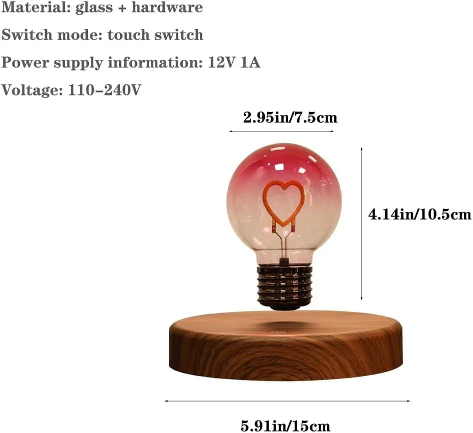 Audara-Luxury Bedroom Love Heart Shape Levitation Light Bulb Small Desk Light Business Gift Ambience Boys Girls Bedroom Study Desk Lamp Living Room Bar Office Table Lamp Cafe Decoration Lighting Fixture