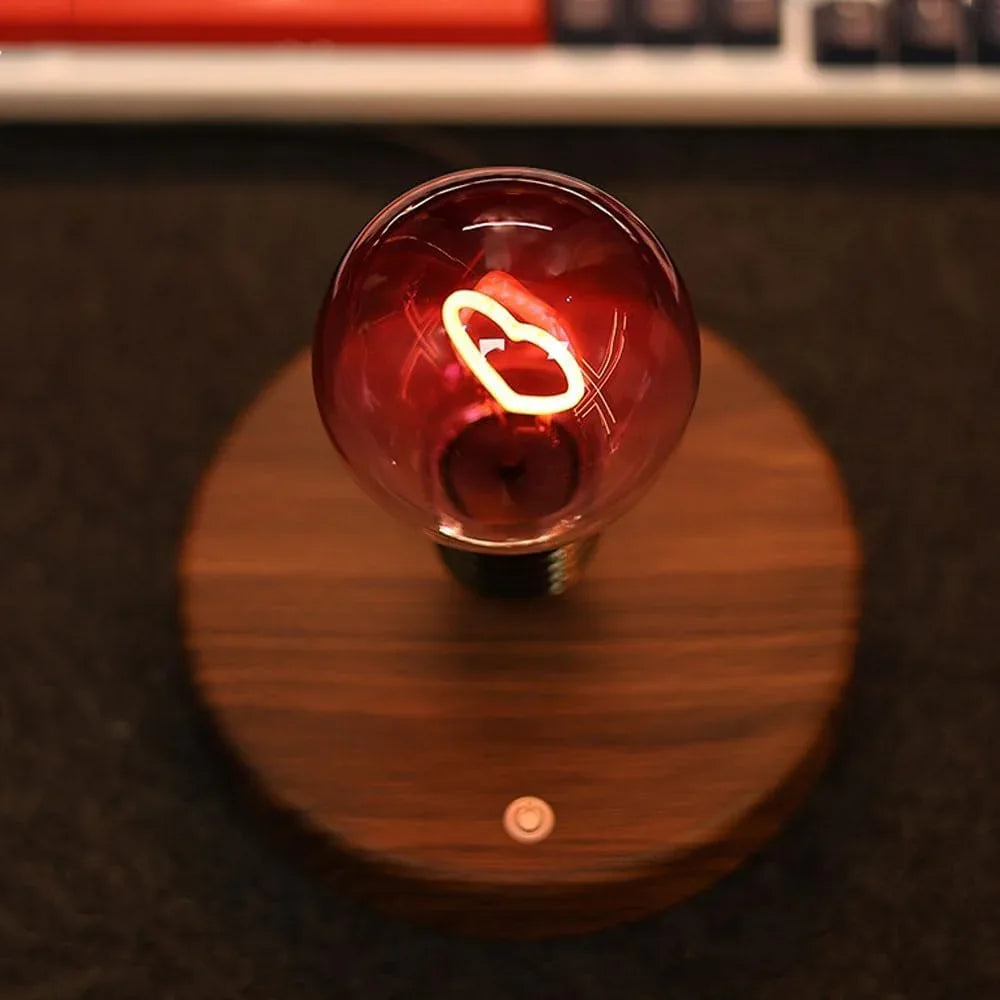 Audara-Luxury Bedroom Love Heart Shape Levitation Light Bulb Small Desk Light Business Gift Ambience Boys Girls Bedroom Study Desk Lamp Living Room Bar Office Table Lamp Cafe Decoration Lighting Fixture